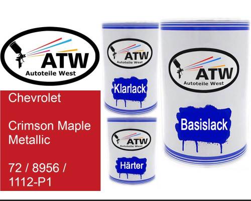 Chevrolet, Crimson Maple Metallic, 72 / 8956 / 1112-P1: 500ml Lackdose + 500ml Klarlack + 250ml Härter - Set, von ATW Autoteile West.